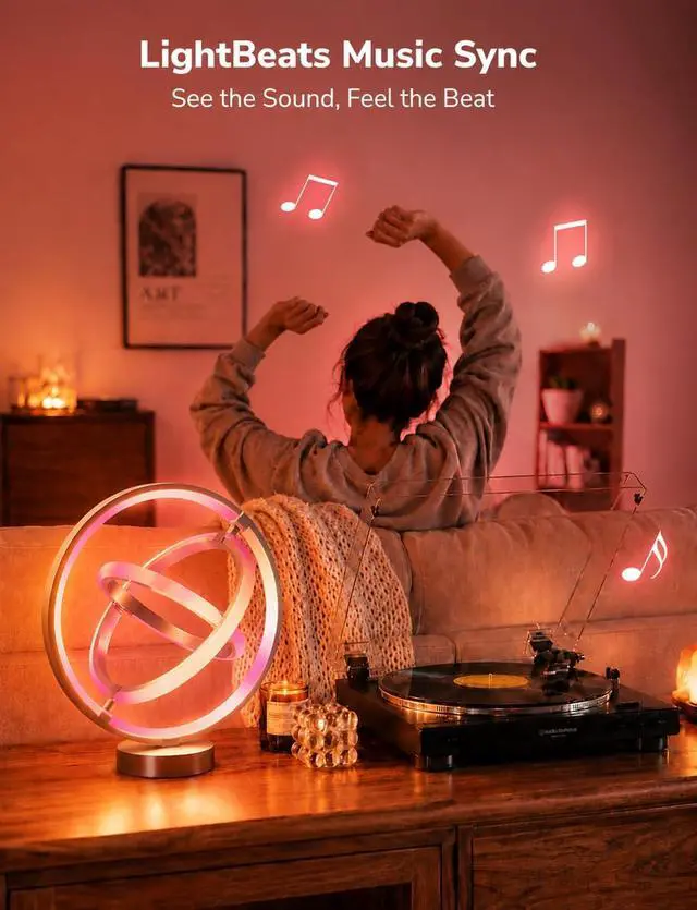 Alt view image 3 of 7 - AI Smart Table Lamp, RGB+IC Addressable Color Changing Desk Light Alexa Google Home Enable, Music Sync, DIY Endless Scenes, APP Control Cool LED Lamp for Room Decor Ambient Lighting, 2.4 GHz