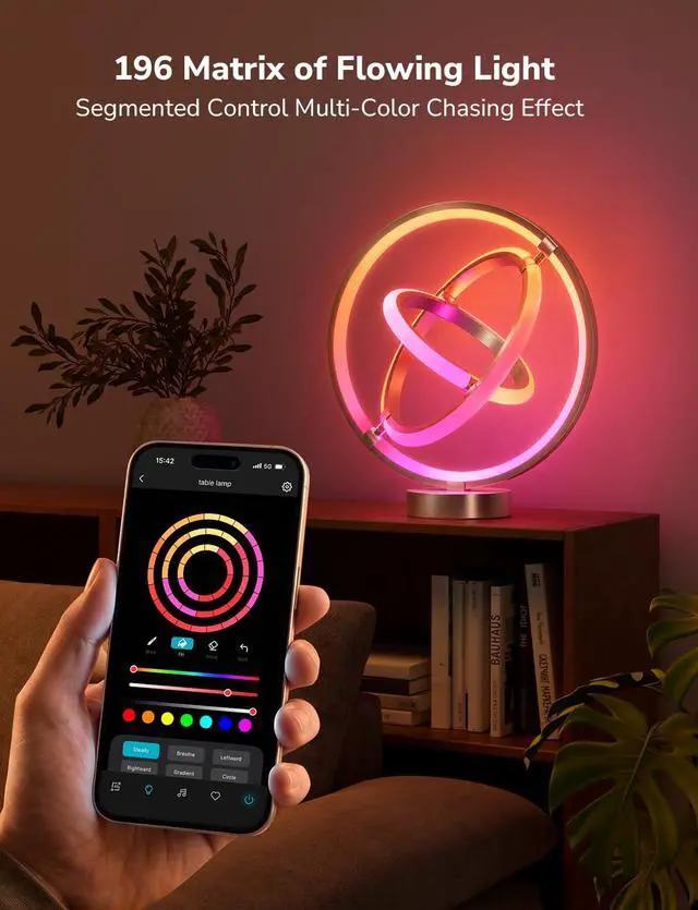 Alt view image 5 of 7 - AI Smart Table Lamp, RGB+IC Addressable Color Changing Desk Light Alexa Google Home Enable, Music Sync, DIY Endless Scenes, APP Control Cool LED Lamp for Room Decor Ambient Lighting, 2.4 GHz