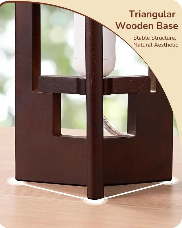 Alt view image 7 of 7 - 13.5" Small Table Lamps, Walnut Wood Cylinder Bedside Lamp for Bedroom, Beige Linen Shade, Corner Modern Nightstand Lamp for Living Room, On-Off Switch, E26 Base (Bulb Not Included), 2Pack