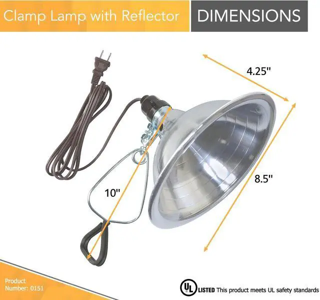 Alt view image 2 of 7 - Clamp Lamp Light with Aluminum Reflector; 150W; UL Listed; 6- Foot Cord
