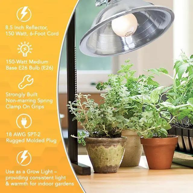 Alt view image 4 of 7 - Clamp Lamp Light with Aluminum Reflector; 150W; UL Listed; 6- Foot Cord