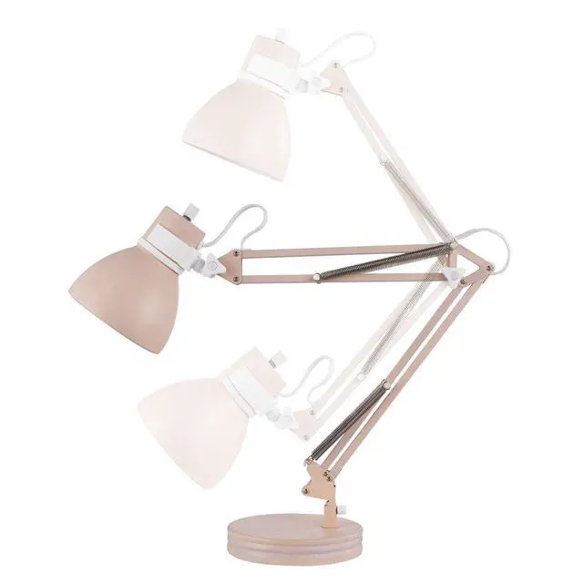 Alt view image 4 of 6 - 52028 28" Swing Arm Architect Desk Lamp, Matte Rose Finish, White Accents, Rotary Switch on Shade, Partially Adjustable Arm, Modern Lighting for Bedroom or Office, E26 Base