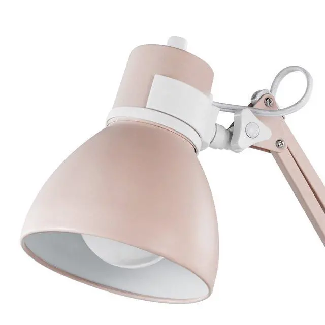Alt view image 2 of 6 - 52028 28" Swing Arm Architect Desk Lamp, Matte Rose Finish, White Accents, Rotary Switch on Shade, Partially Adjustable Arm, Modern Lighting for Bedroom or Office, E26 Base