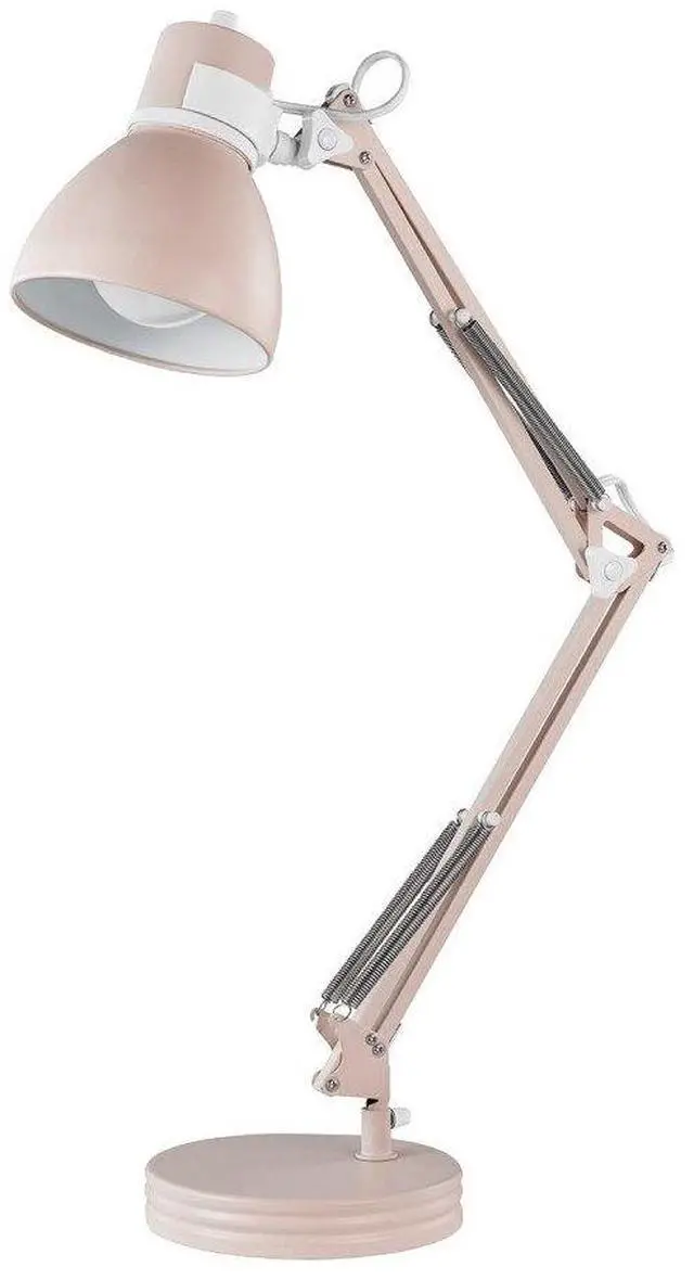 Main image of 52028 28" Swing Arm Architect Desk Lamp, Matte Rose Finish, White Accents, Rotary Switch on Shade, Partially Adjustable Arm, Modern Lighting for Bedroom or Office, E26 Base