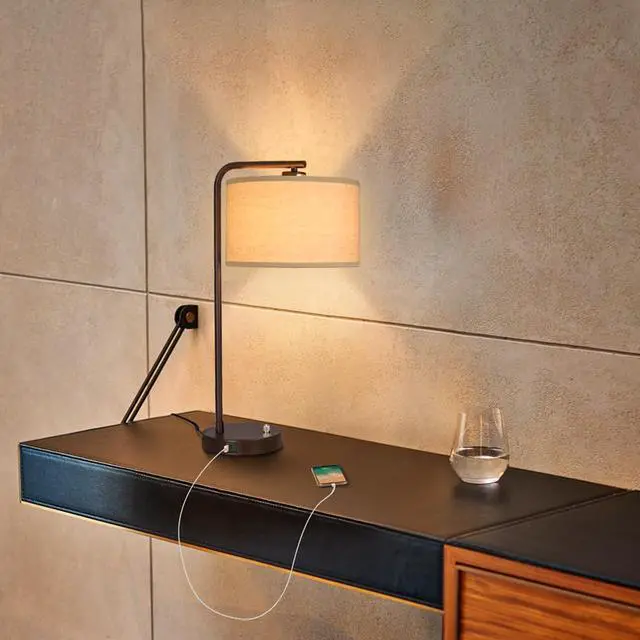Alt view image 5 of 7 - 25" Tall Table Lamp with USB C+A Ports, Fully Stepless Dimmable Modern Minimalist Bedside Nightstand Lamp, Reading Desk Lamp for Bedroom, Living Room, Study Room, Office, 9W 3000K LED Bulb Included