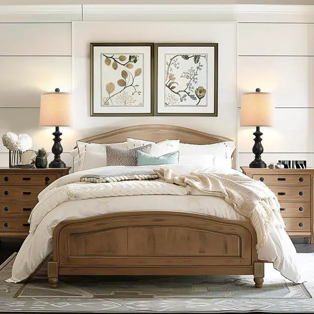Alt view image 6 of 7 - Traditional Table Lamp Set of 2, Rustic Farmhouse Table Lamps for Living Room Bedroom, 22" Bedside Desk Lamps Vintage Nightstand Lamps with Linen Shades, Black
