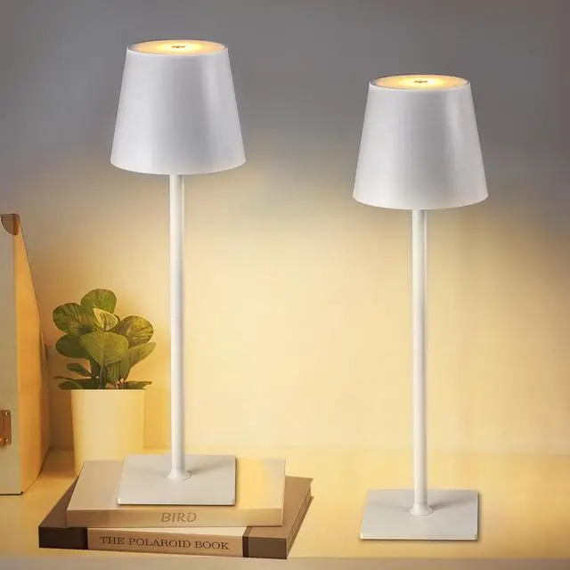 Alt view image 2 of 6 - 2 Pack Cordless Table Lamps, 3 Colors Stepless Dimming, 5000mAh Rechargeable Battery LED Desk Lamp for Bedroom/Couple Dinner/Desk/Cafe/Dining Room/Terrace