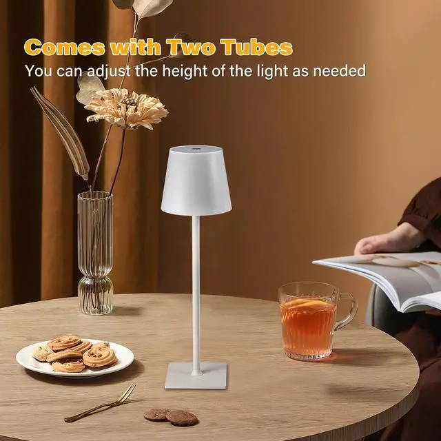Alt view image 6 of 6 - 2 Pack Cordless Table Lamps, 3 Colors Stepless Dimming, 5000mAh Rechargeable Battery LED Desk Lamp for Bedroom/Couple Dinner/Desk/Cafe/Dining Room/Terrace
