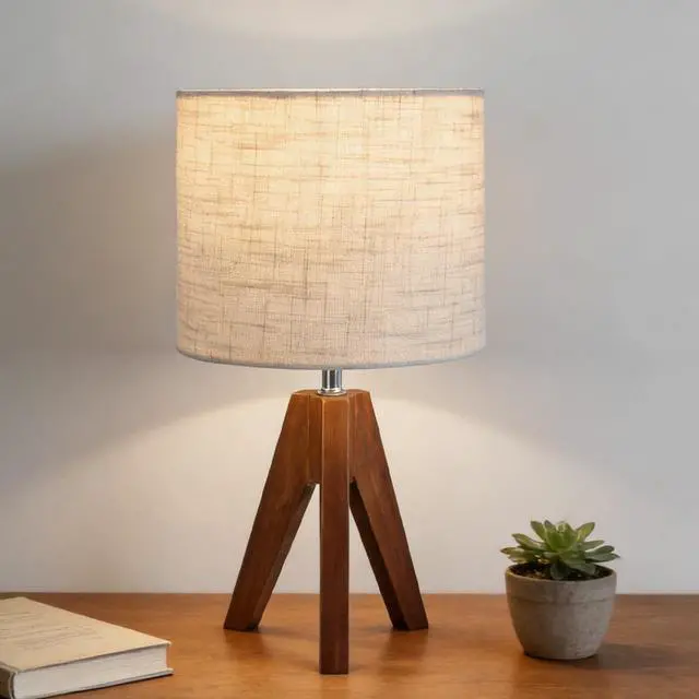 Main image of Tripod Table Lamp, Small Bedside Night Stand Lamp with 3 Colors, Decorative Lamp for Bedroom, Nursery, Living Room (Bulb Included) (Espresso Wood)