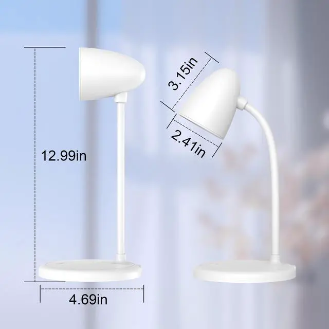 Alt view image 2 of 6 - LED Desk Lamp for Home Office,3 Light Colors,Table Lamp,Dimmable Reading Light for Bedside Small Desk Lamp for College Dorm Room,Bedroom Desk Light,White