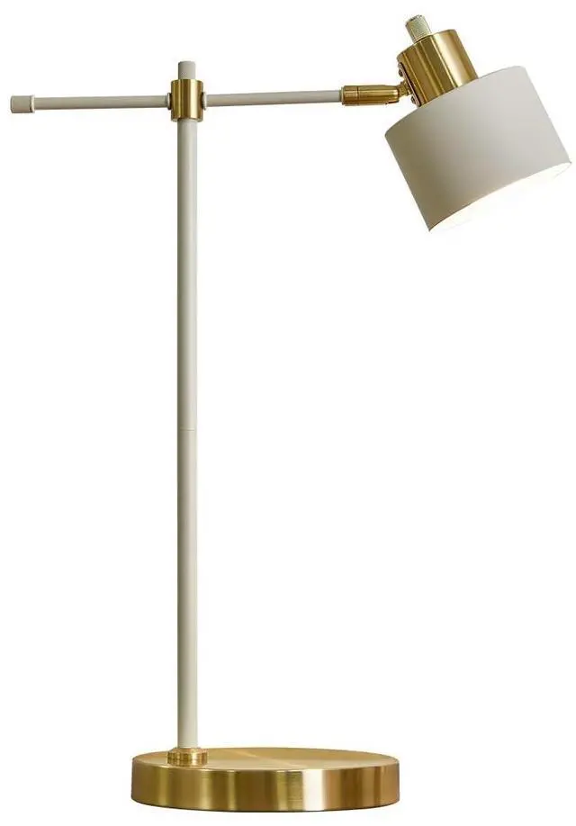 Alt view image 7 of 7 - 22.2" Modern Desk Lamp, Metal Table Lamp with LED Bulb, Adjustable Reading Lamps for Living Room, Mid Century Nightstand Lamp for Home Office, Industrial Bedside Lamps, Cream and Gold
