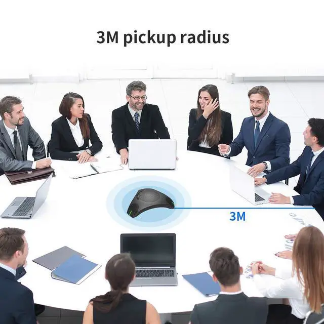 Alt view image 5 of 7 - Conference Speaker and Microphone, 360° Omnidirectional USB Speakerphone Microphone with USB Hub, Noise Reduction/Echo Cancellation Computer Microphone for 8-10 People Business Conference, Home Office