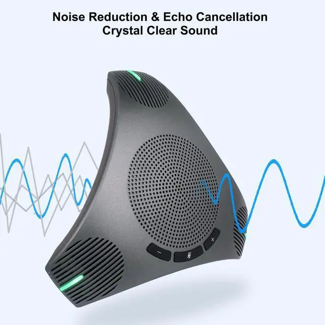 Alt view image 3 of 7 - Conference Speaker and Microphone, 360° Omnidirectional USB Speakerphone Microphone with USB Hub, Noise Reduction/Echo Cancellation Computer Microphone for 8-10 People Business Conference, Home Office