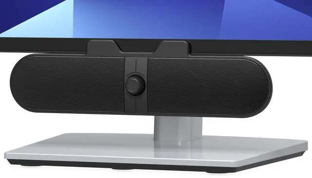 Main image of Computer Speakers for Desktop PC, Monitor Speakers with Easy Volume Knob, Sturdy Clamp, Clear Sound, Decent Bass, USB Plug in External Speakers for Laptop, Small PC Soundbar, USB-C Adapter, 5Ft Cable