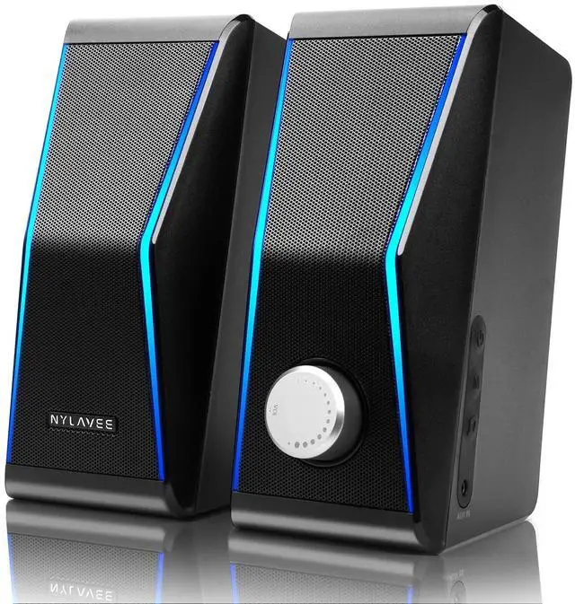 Main image of Computer Speakers, Hi-Fi Stereo Sound PC Speakers with Bluetooth 5.0 and 3.5mm AUX-in, 14W AC Powered, Built-in Equalizer Modes and RGB Lights for Desktop PC, Monitor, Laptop, PS5, Xbox