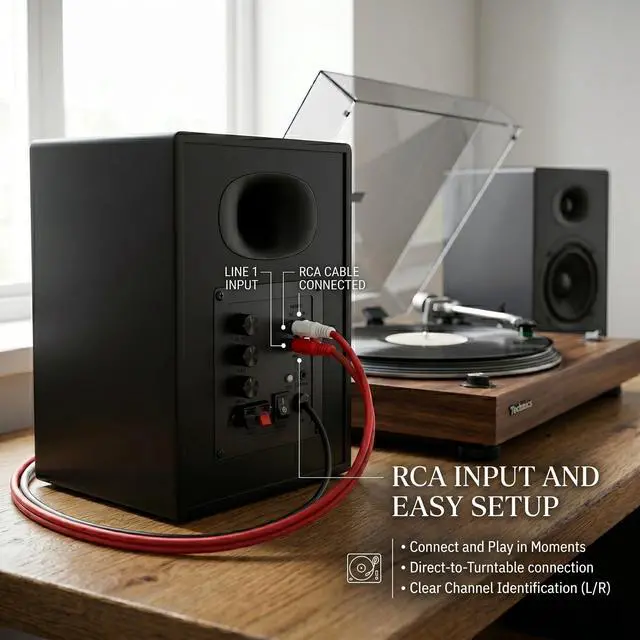 Alt view image 2 of 7 - Audio 80W Peak Bluetooth 5.3 Bookshelf Speakers, 4" Active PC Monitors