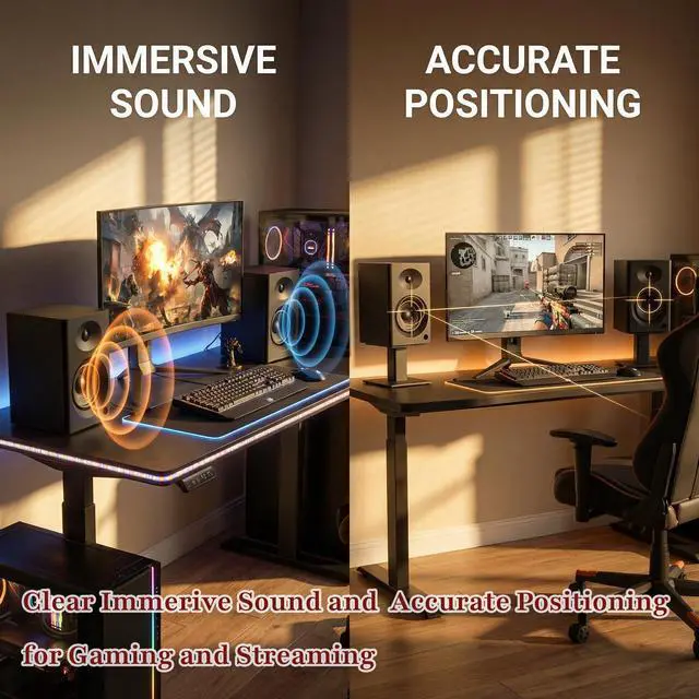 Alt view image 6 of 7 - Audio 80W Peak Bluetooth 5.3 Bookshelf Speakers, 4" Active PC Monitors
