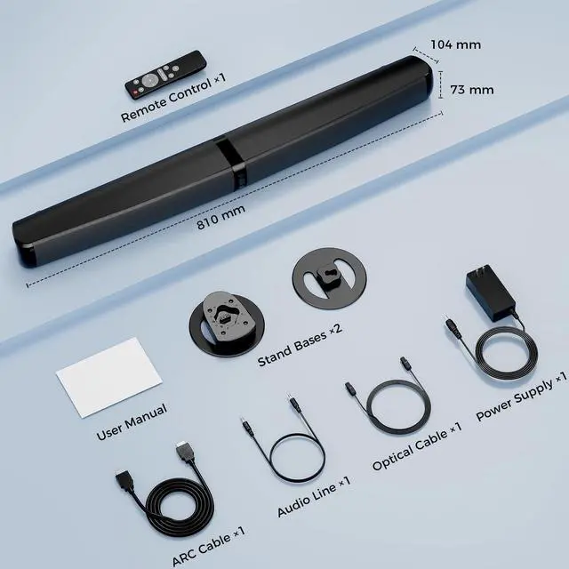 Alt view image 6 of 7 - Sound Bar, 90W Soundbar for Smart TV, Bluetooth/ARC/Optical/AUX Connect, Detachable Design with Deep Bass for TV/PC/Gaming/Projector - 2-in-1 Home Theater Audio