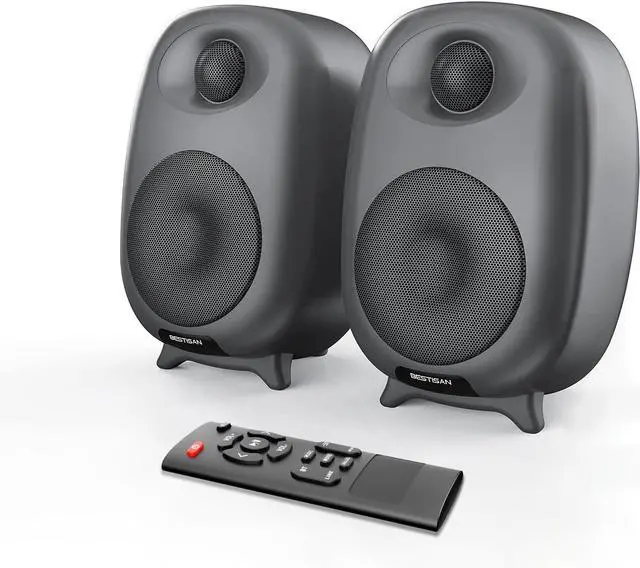 Main image of 60 Watt Powered Computer Speaker for Desktop PC, Bluetooth 5.0 and Wired Optical Line in Input Port, Deep Bass,Studio Monitor Speakers, Monitor 1 Pair(Gray)