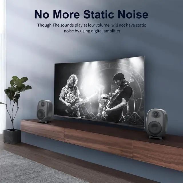 Alt view image 6 of 7 - 60 Watt Powered Computer Speaker for Desktop PC, Bluetooth 5.0 and Wired Optical Line in Input Port, Deep Bass,Studio Monitor Speakers, Monitor 1 Pair(Gray)