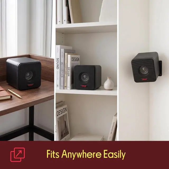 Alt view image 3 of 7 - Home 4 Mini Cube Bookshelf Speakers-Paper Cone Driver, 200 Watt Power, 8 Ohm Impedance, Video Shielding, Home Theater Application and Audio Stereo Surround Sound System - 1 Pair -PCB4BK (Black)