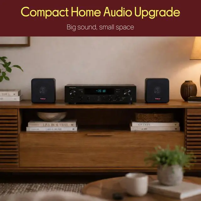 Alt view image 7 of 7 - Home 4 Mini Cube Bookshelf Speakers-Paper Cone Driver, 200 Watt Power, 8 Ohm Impedance, Video Shielding, Home Theater Application and Audio Stereo Surround Sound System - 1 Pair -PCB4BK (Black)