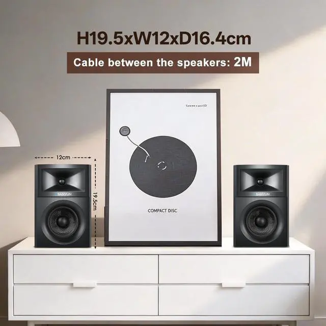 Alt view image 3 of 7 - SW203 2.0 Desktop Computer Speakers - Near-Field 3D Stereo with Vertical Imaging - 60W Triple-DSP Dual Independent Drive - 24bit USB-C DAC Bluetooth 5.4 AUX, HiFi PC Gaming (Pair, Black)