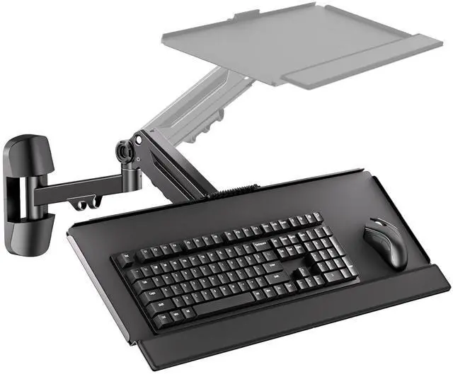 Main image of Wall Mount Keyboard Tray- Keyboard and Mouse Stand & Monitor Mount Arm,Height Adjustable Typing Platform Holds up to 26.4 lbs,Black