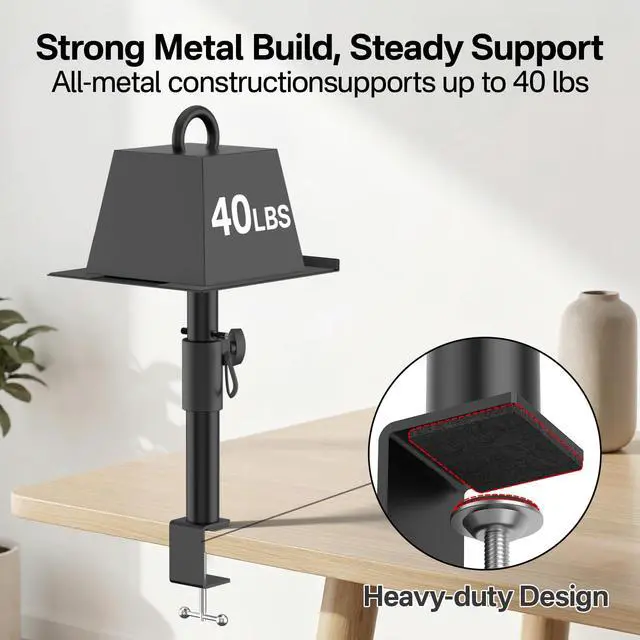 Alt view image 7 of 7 - Clamp-on Desk Speaker Stand Pair, Height&Angle Adjustable Desktop Bookshelf Speaker Stands for Samsung Q990D/Q990F, Fit Edifier/KRK/Klipsch/Yamaha Built-in Cable Management WR Headset Hook& Cable Ties