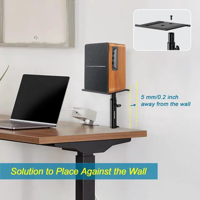 Alt view image 2 of 7 - Set of 2 Studio Monitor Stands Desktop Clamp Speaker Stands Against The Wall