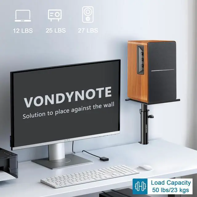 Alt view image 4 of 7 - Set of 2 Studio Monitor Stands Desktop Clamp Speaker Stands Against The Wall
