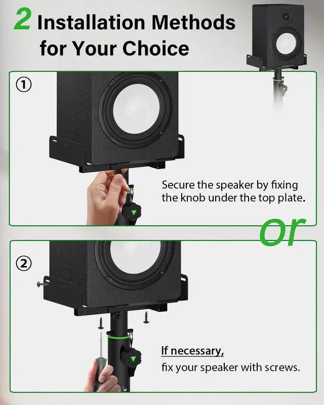 Alt view image 5 of 7 - Set of 2 Dual Side Clamping Studio Monitor Stands Short Desktop Clamp Speaker Stands Height Adjustable Extendable Top Plate Mounted by Screws