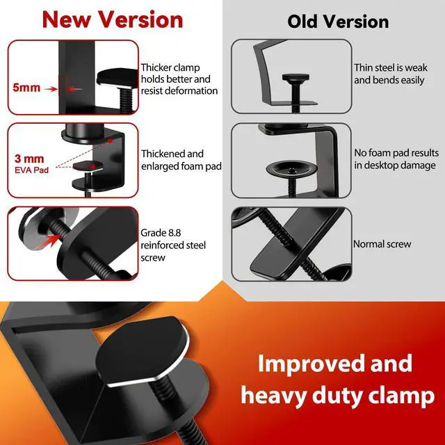 Alt view image 6 of 7 - Studio Monitor Stands Tilt Clamp-on Desktop Speaker Stand 10.4"-15.4" Height Adjustable 12° Tilt Home Audio, Set of 2
