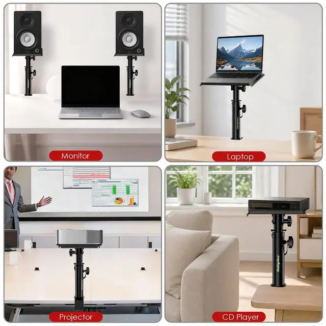 Alt view image 7 of 7 - Studio Monitor Stands Tilt Clamp-on Desktop Speaker Stand 10.4"-15.4" Height Adjustable 12° Tilt Home Audio, Set of 2