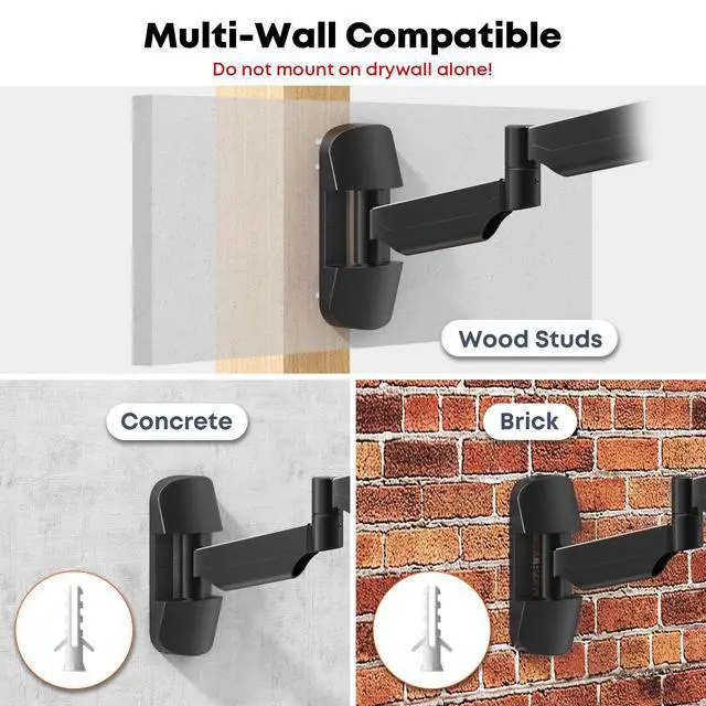 Alt view image 6 of 7 - Monitor Wall Mount for 17''-32''-inch Screens - 30.28'' Extra Long Single Wall Mount Monitor Arm, Full Motion VESA Wall Bracket,75/100mm, Hold up to 19.8lbs, Black