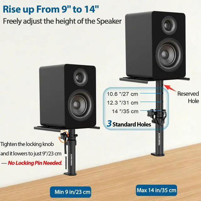 Alt view image 2 of 7 - Set of 2 Desktop Clamp Speaker Stands Short Studio Monitor Stands Height Adjustable