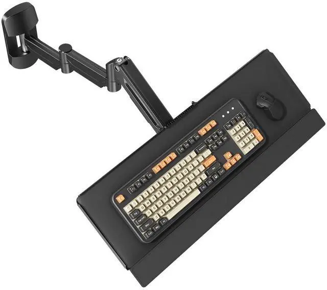 Main image of Extra Long Keyboard Wall Mount - 26 Inch Wall Mount Keyboard and Mouse Tray, Full Motion Typing Platform with Spring Arm, Holds up to 19.8 lbs, Black