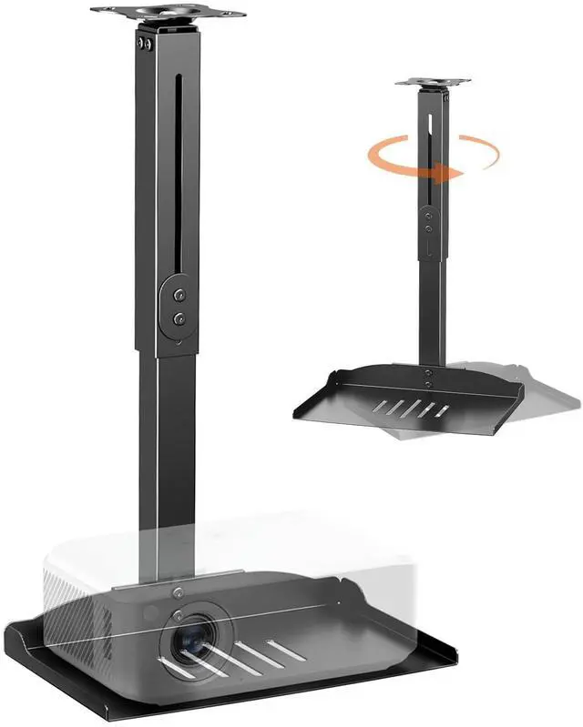 Main image of Universal Projector Ceiling Mount with Tray & 360° Swivel Arm, Adjustable Projector Shelf, Hidden Cable Management,No Hole Installation Holds up to 22lbs for Home Theater & Office, Black