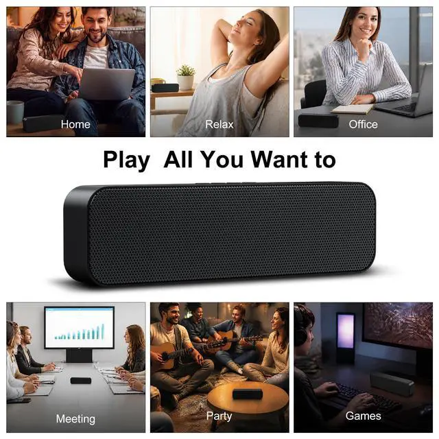 Alt view image 7 of 7 - Computer Speakers for Desktop PC,USB Powered & Plug and Play,with Bluetooth 5.3/3.5mm AUX,Small Laptop Soundbar with Stereo Fits Under Monitor for Office Work,Gaming,Music