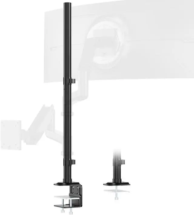 Main image of Steel Extra Tall 32 Inch 2-Section Monitor Stand Pole - with Mounting Base, Heavy Duty Center Pole (Supports Up to Max. 88 lbs), 2 Mounting Options, Black