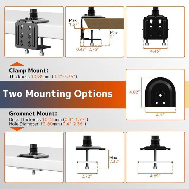Alt view image 7 of 7 - Triple Monitor Mount for Up to 49" Ultrawide and 32" Monitors per Side Arm, Extra Tall 3 Monitor Desk Mount Holds up to 44 lbs, VESA 75/100 mm