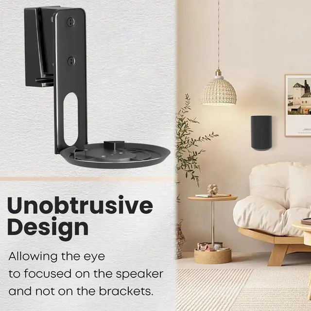 Alt view image 5 of 7 - Speaker Wall Mount for Sonos Era 100,Tilt & Swivel Speaker Shelf Bracket for Better Audio Enjoyment,Cable Management,Hold up to 6.6lbs (1 Pack Black)