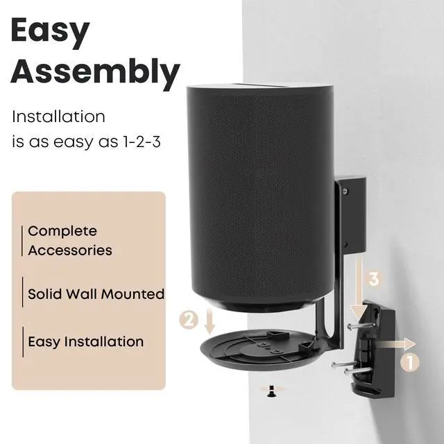 Alt view image 6 of 7 - Speaker Wall Mount for Sonos Era 100,Tilt & Swivel Speaker Shelf Bracket for Better Audio Enjoyment,Cable Management,Hold up to 6.6lbs (1 Pack Black)