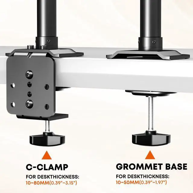 Alt view image 6 of 7 - Sit Stand Monitor Desk Mount for 17-32 inch Screens, Height Adjustable Full-Motion Articulating Arm with Keyboard Tray,19.8 lbs Monitor & 2.2lbs Tray Capacity, C-Clamp & Grommet Mount,Black