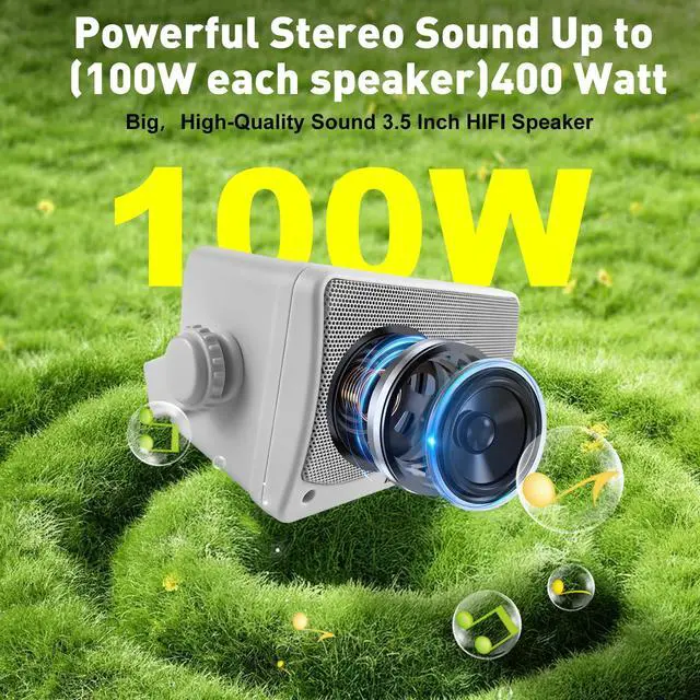 Alt view image 2 of 6 - 3.5'' Passive Outdoor Speakers Wired Waterproof,400W Premium Mountable Wall Mount Speakers with Superior Sound,All-Weather Durability,for Patio Marine Boat Garage Indoor(White 2 Pairs)