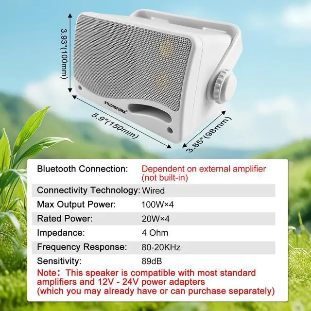 Alt view image 5 of 6 - 3.5'' Passive Outdoor Speakers Wired Waterproof,400W Premium Mountable Wall Mount Speakers with Superior Sound,All-Weather Durability,for Patio Marine Boat Garage Indoor(White 2 Pairs)