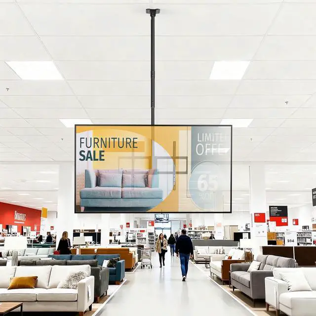 Alt view image 7 of 7 - Ceiling TV Mount for 50-100 Inch Flat & Curved TVs up to 176lbs, Full Motion 360° Rotation TV Bracket with Adjustable Height, Tilt & Swivel, Max VESA 800x600mm, Fits LCD LED OLED 4K Screens, Black