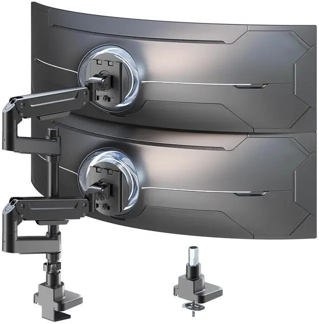 Main image of Dual Monitor-Arm Heavy-Duty for 17-49-inch Screens - Premium Vertical Stacked Dual Monitor Arm Desk Mount for Ultrawide Screens up to 44lbs, Fully Adjustability, VESA 75/100 mm, Black