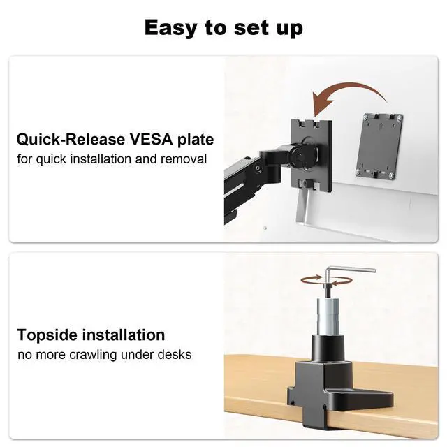 Alt view image 7 of 7 - Dual Monitor-Arm Heavy-Duty for 17-49-inch Screens - Premium Vertical Stacked Dual Monitor Arm Desk Mount for Ultrawide Screens up to 44lbs, Fully Adjustability, VESA 75/100 mm, Black