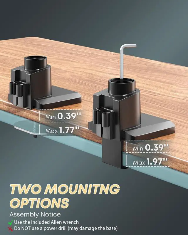 Alt view image 6 of 7 - Dual Monitor-Arm Ultrawide Heavy Duty - 24-57 inch Vertical Dual Monitor Mount, Adjustable Stacked Double Monitor Desk Mount Stand, Max Load 59.4 lbs (per Arm), VESA 75/100 mm, Black